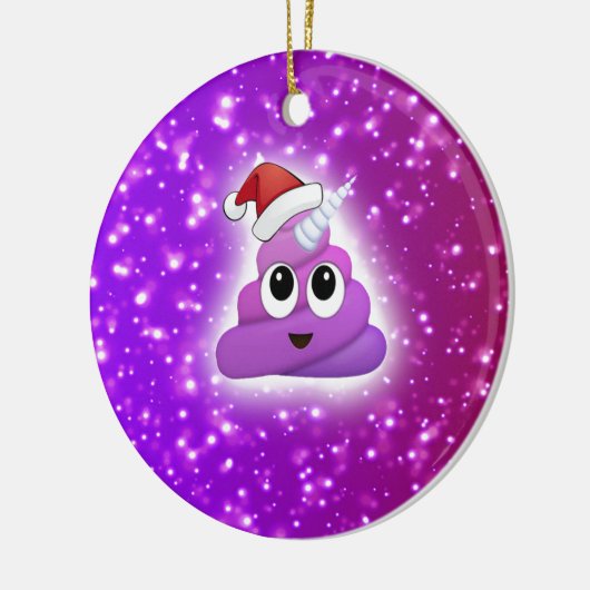 Weihnachtsniedlicher Unicorn kacken Emoji Glühen Keramikornament (Links)