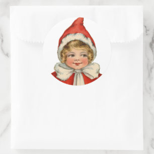 Weihnachtsniedliches Vintages Elf-Mädchen Runder Aufkleber