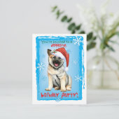 Weihnachtsnorwegisch-Elkhound Feiertagskarte (Stehend Vorderseite)