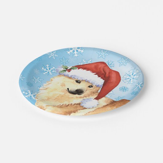 Weihnachtsnorwegischer Buhund Pappteller (Schrägansicht)