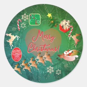 Weihnachtsnostalgie runder aufkleber