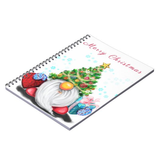 WeihnachtsNotebook-Gnome mit Geschenken Notizblock (Linke Seite)