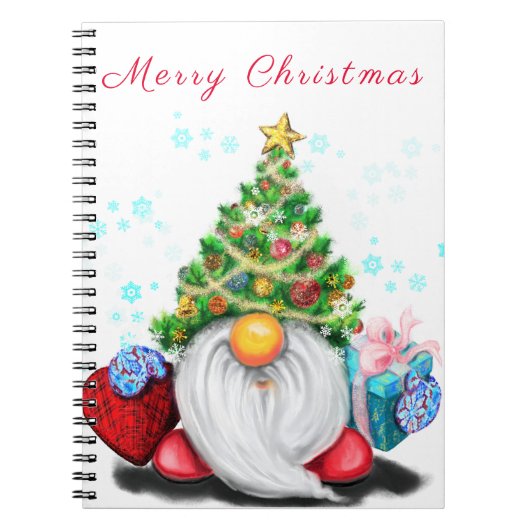 WeihnachtsNotebook-Gnome mit Geschenken Notizblock (Vorderseite)