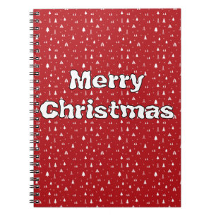 Weihnachtsnotizbuch mit Bäumen und Schneeflocken Notizblock