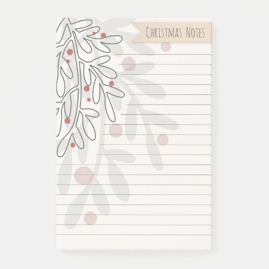 Weihnachtsnotizen abstrakte Mistelzeichnung Post-it Klebezettel (Vorderseite)