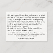 Weihnachtsnovena-Gebets-heilige Karte (Rückseite)