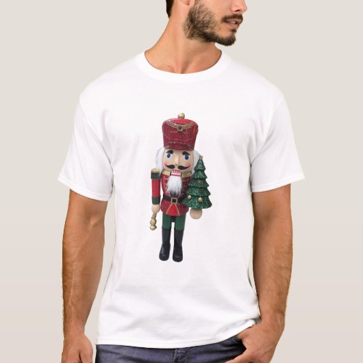 Weihnachtsnussknacker mit Baum und Stab T-Shirt (Vorderseite)