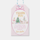 Weihnachtsnussknacker Rosa Schleife Geburtstag Dan Geschenkanhänger (Vorderseite)