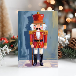 Weihnachtsnussknacker Roter Soldat Wasserfarbe Feiertagskarte