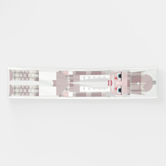 WeihnachtsNutcracker Flannel rosa Banner (Horizontal)
