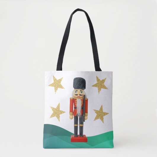 WeihnachtsNutcracker mit Gold Glitzer Stars Tasche (Vorderseite)