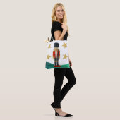WeihnachtsNutcracker mit Gold Glitzer Stars Tasche (Am Model)