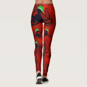 Weihnachtsoctopus auf Rot - Leggings (Rückseite)