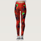 Weihnachtsoctopus auf Rot - Leggings (Vorderseite)