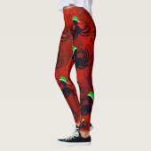 Weihnachtsoctopus auf Rot - Leggings (Links)