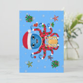 Weihnachtsoctopus Einladung (Stehend Vorderseite)