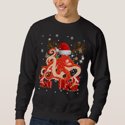 Weihnachtsoctopus Funny Santa Reindeer Octopus Lov Sweatshirt (Vorderseite)