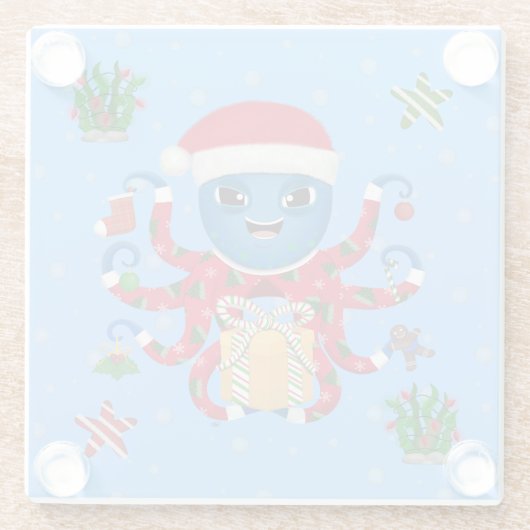 Weihnachtsoctopus Glasuntersetzer (Rückseite)