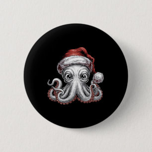 Weihnachtsoctopus mit Weihnachtsmannmütze für Krak Button