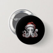 Weihnachtsoctopus mit Weihnachtsmannmütze für Krak Button (Vorne & Hinten)