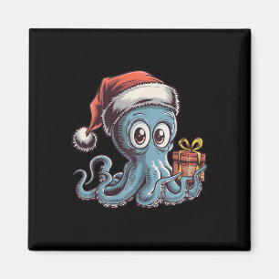 Weihnachtsoctopus mit Weihnachtsmannmütze für Krak Magnet