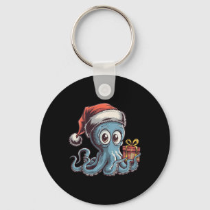 Weihnachtsoctopus mit Weihnachtsmannmütze für Krak Schlüsselanhänger