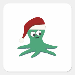 Weihnachtsoctopus Quadratischer Aufkleber