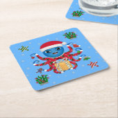 Weihnachtsoctopus Rechteckiger Pappuntersetzer (angewinkelt)