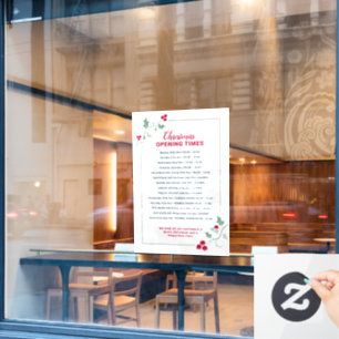 Weihnachtsöffnungszeiten, grüner roter Stechpalme Fensteraufkleber