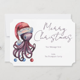 Weihnachtsoktopus in Aquarellform mit Weihnachtsma Feiertagskarte