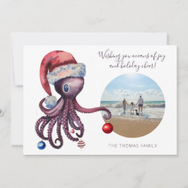 WeihnachtsOktopus in der Weihnachtsmannmütze Schön Feiertagskarte