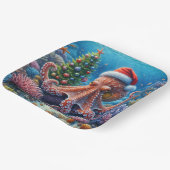 WeihnachtsOktopus mit einer Weihnachtsmannmütze Pappteller (Gewinkelt)