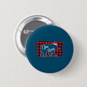 Weihnachtsopa Bär Weihnachtsrot Kariert Buffalo Fa Button (Vorne & Hinten)
