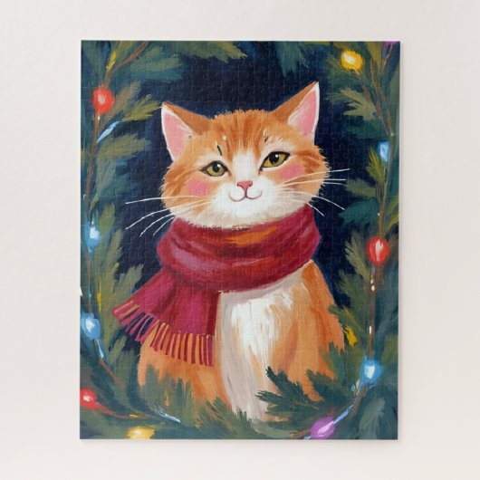 Weihnachtsorange Katze Festives Haustier Puzzle (Vertikal)
