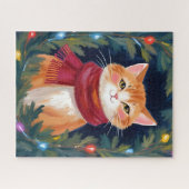 Weihnachtsorange Katze Festives Haustier Puzzle (Horizontal)