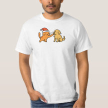 Weihnachtsorange Katze und Golden Retriever