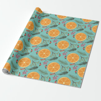 Weihnachtsorange Kranz-Druck Geschenkpapier