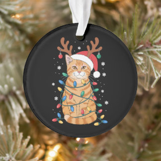 Weihnachtsorange Tabby Katze Rentiere Geweihe Lich Ornament