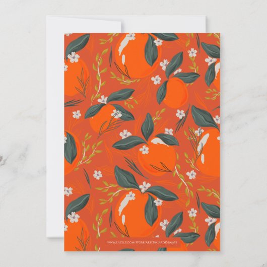 Weihnachtsorangen & Blume Muster Party laden ein Einladung (Rückseite)