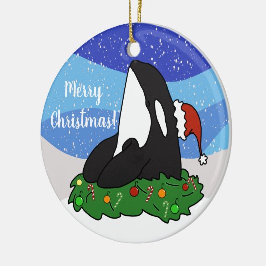 Weihnachtsorca Keramik Ornament (Links)