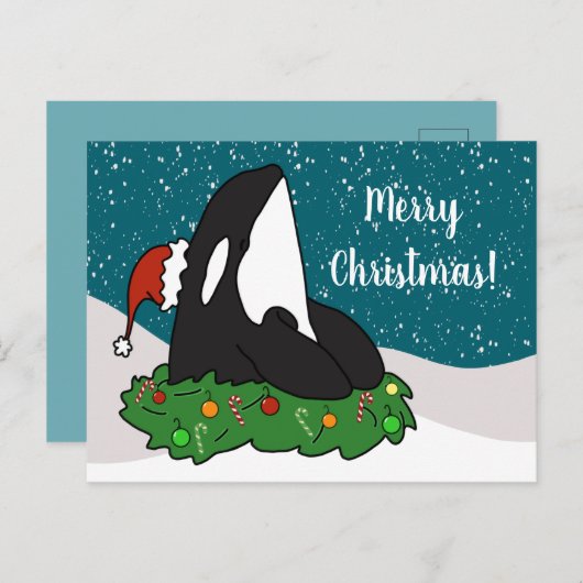 Weihnachtsorca Postkarte (Vorne/Hinten)