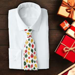 Weihnachtsornament-Muster in Rot, Grün und Gold Krawatte