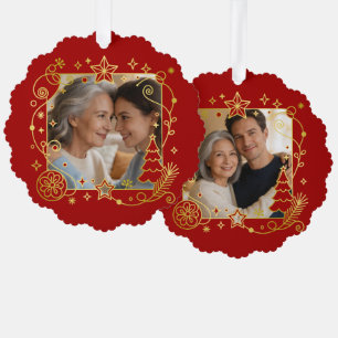 Weihnachtsornamente Rahmen - Quadrat 2e + Ihr Text Ornament Karte