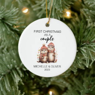 Weihnachtsotter-Paar personalisiert Keramik Ornament