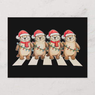 Weihnachtsotter Xmas Lichter Santa Hut Urlaub Feiertagspostkarte