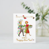 Weihnachtspaar Frohe Weihnachtsgrüße Postkarte (Stehend Vorderseite)