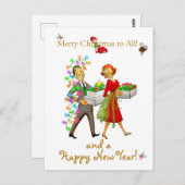 Weihnachtspaar Frohe Weihnachtsgrüße Postkarte (Vorne/Hinten)