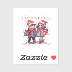 Weihnachtspaar - Liebe liegt in der Luft Aufkleber
