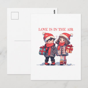Weihnachtspaar - Liebe liegt in der Luft Postkarte