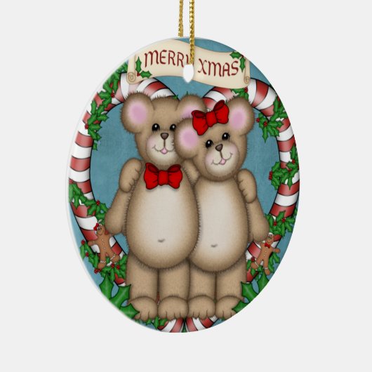 Weihnachtspaare Bär Keramikornament (Rechts)